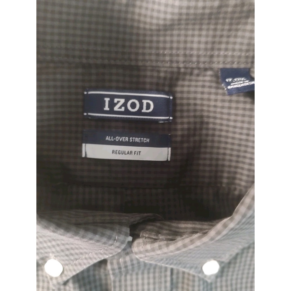 IZOD Mens All Over Stretch Regular Fit 17-17 1/2 / 34-35 XL Button Down Shirt